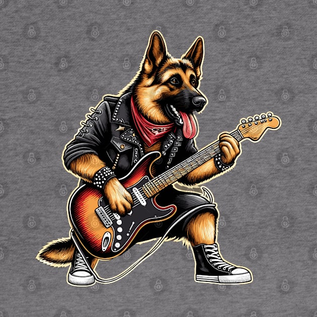 German Shepherd Playing Guitar by Graceful Designs